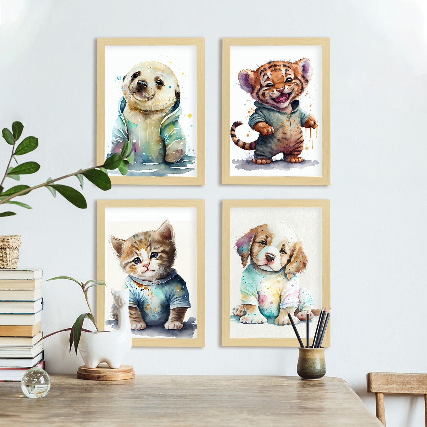 Sello de tigre de cachorro de gatito nacnico. Estampados de arte de pared estético para el diseño de dormitorio o sala de estar-Artwork-Nacnic-Nacnic Estudio SL