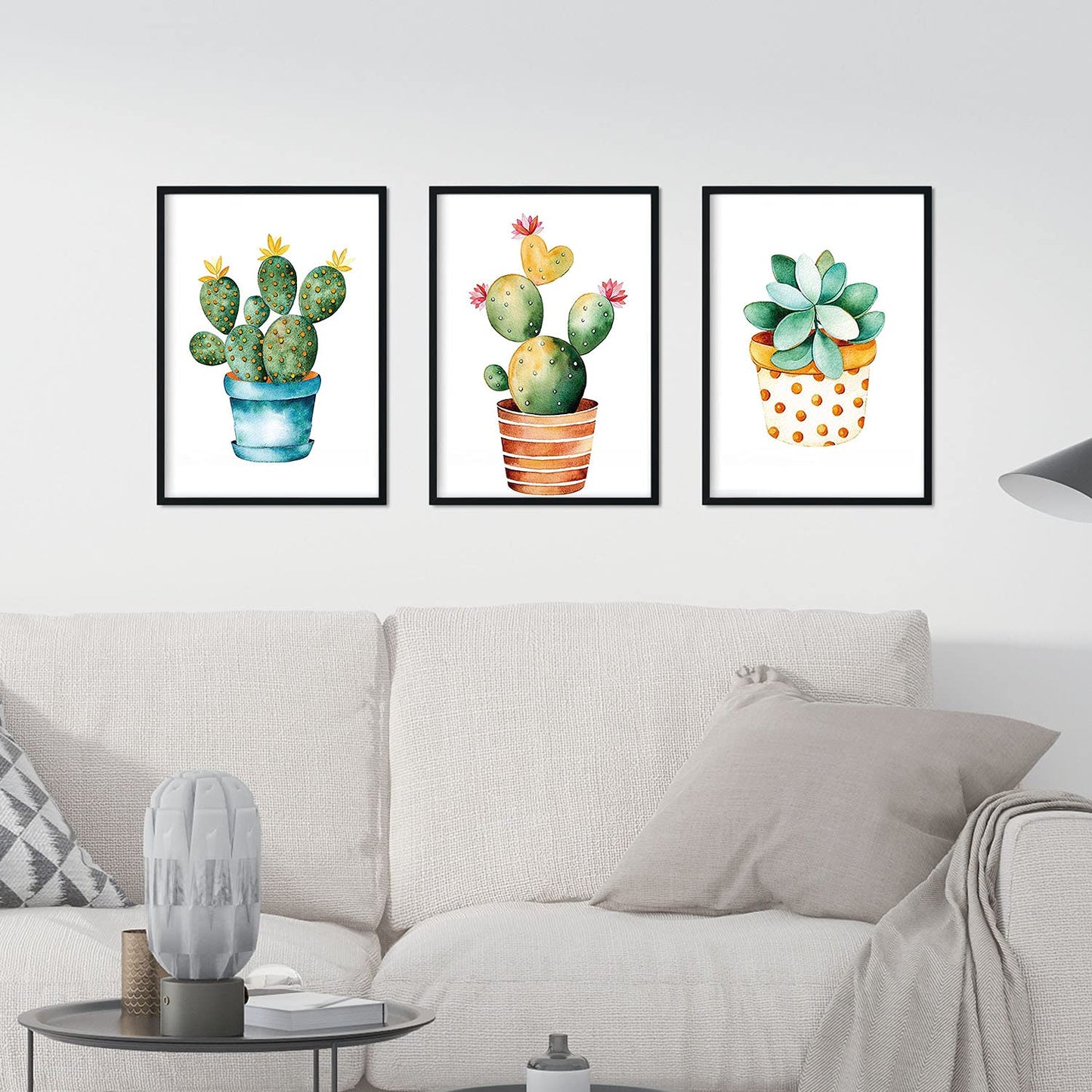 - Set 4 Láminas Decorativas Cactus con Flores Estilo Acuarela | Posters de Plantas, Hojas y Naturaleza | Decoración del Hogar Multicolor |-Artwork-Nacnic-Nacnic Estudio SL