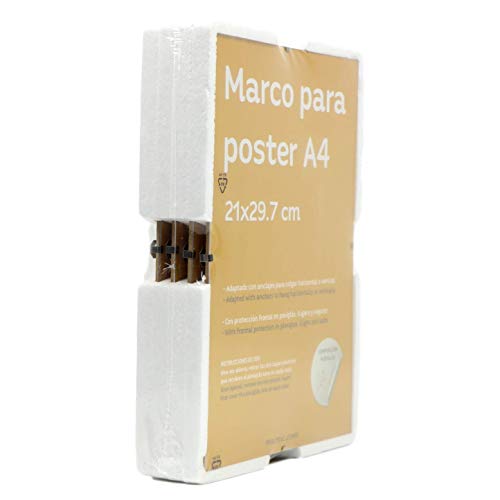 Set 4 marcos transparentes de clip . Soportes transparentes para fotos, posters, diplomas, dibujos o láminas. Tamaño A4 (21x29.7 cm). Marcos clip transparentes con plexiglas y anclajes para colgar-Nacnic-Nacnic Estudio SL