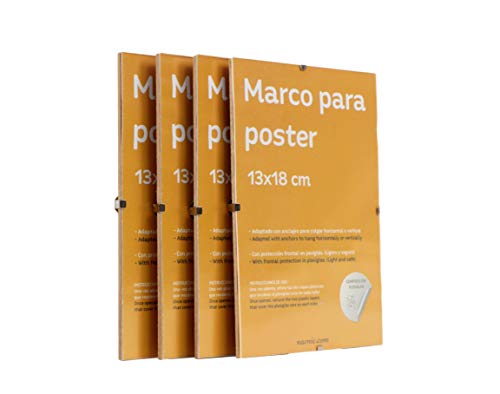 Set 4 Marcos Transparentes de Clip Soportes Transparentes para Fotos, Posters, Diplomas, Dibujos o láminas. Tamaño 13x18cm. Marcos Clip Transparentes con plexiglas y Anclajes para Colgar.-Nacnic-Nacnic Estudio SL