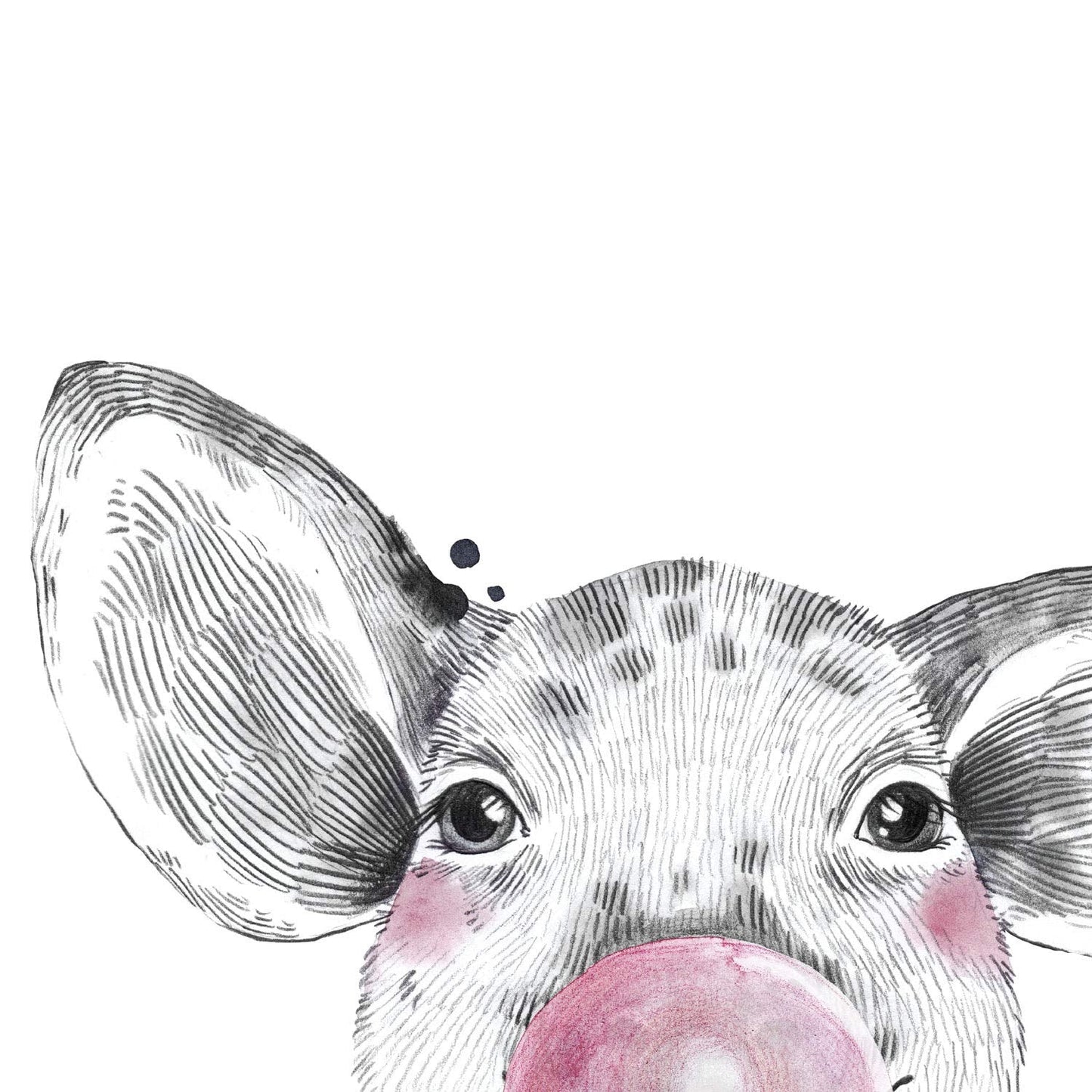 Set 6 posters animales bebes con chicle. Ciervo Cerdo Elefante Conejo Vaca Zorro.-Artwork-Nacnic-Nacnic Estudio SL