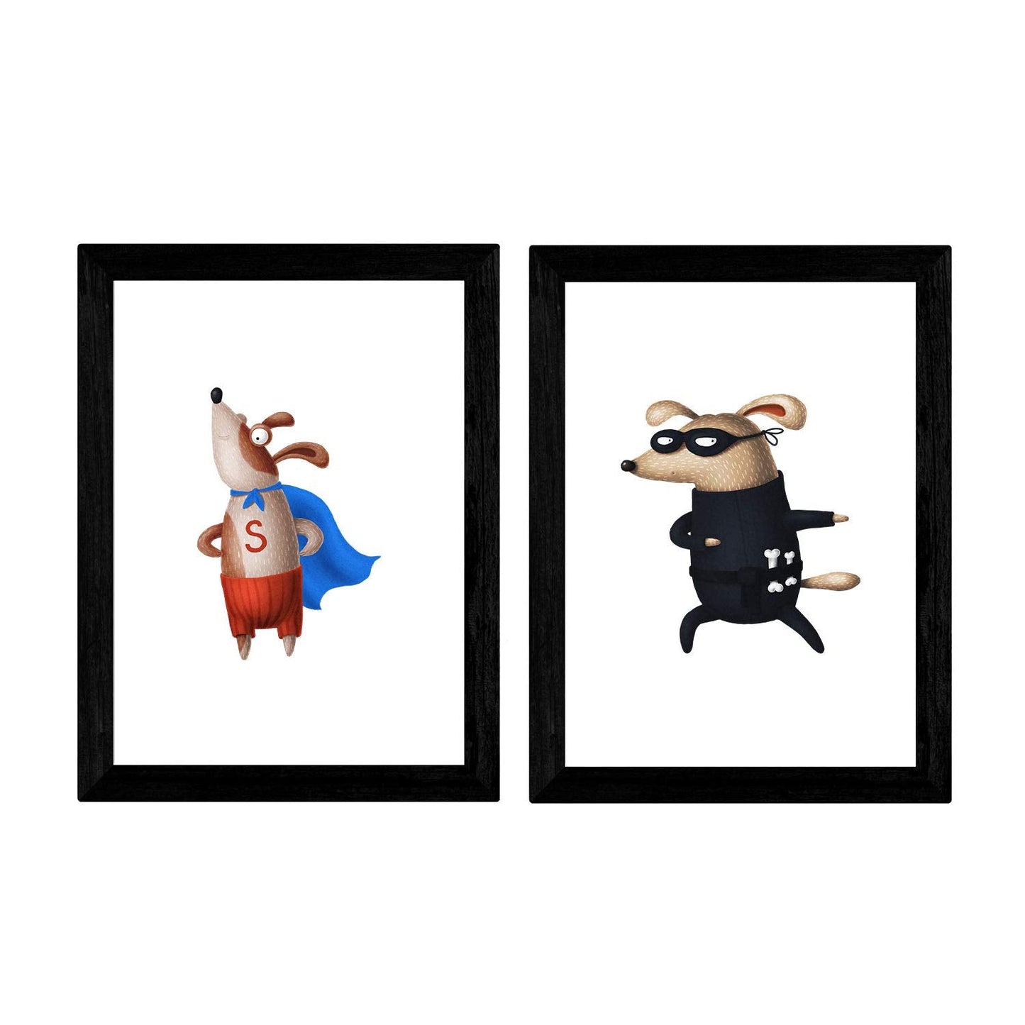 Set de 2 láminas de animales superman y ladron ,en .-Artwork-Nacnic-Nacnic Estudio SL