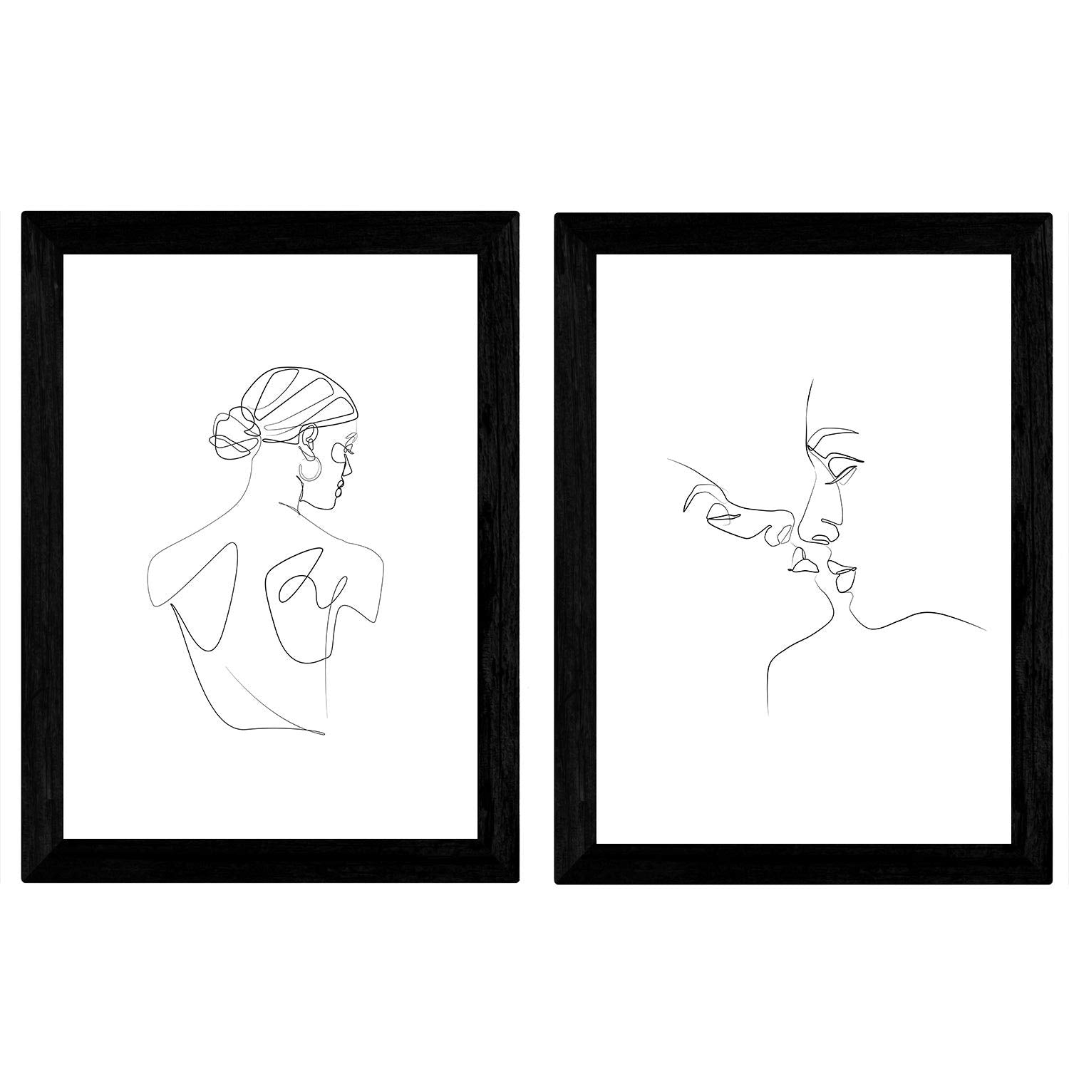 Set de 2 láminas de dibujos de un solo trazo Beso y Espalda femenina –  Nacnic Estudio SL