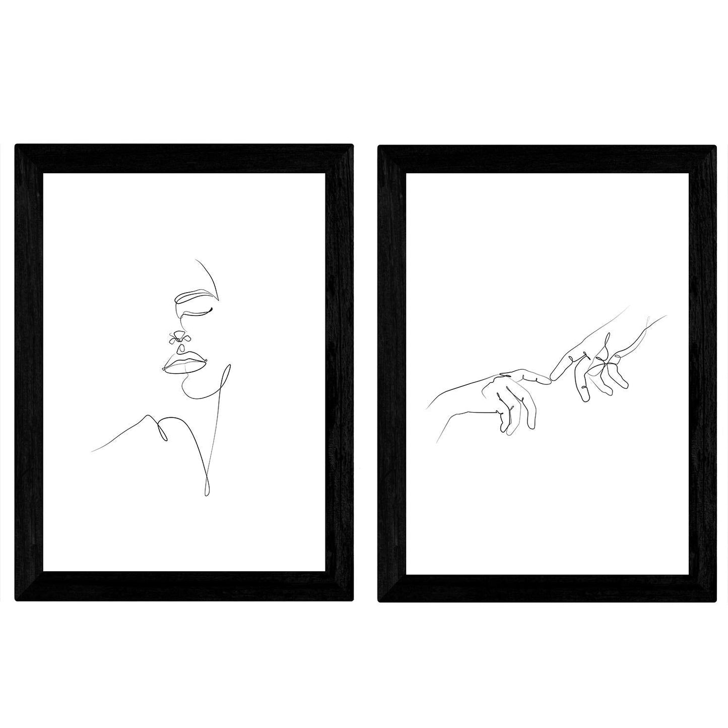 Set de 2 láminas de Dibujos con un Solo Trazo Manos de Hombre y Rostro de Mujer. Posters con una Sola Linea.-Artwork-Nacnic-Nacnic Estudio SL