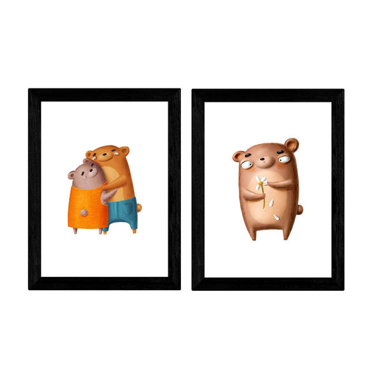Set de 2 láminas de osos me quiere, no me quiere ,en .-Artwork-Nacnic-Nacnic Estudio SL