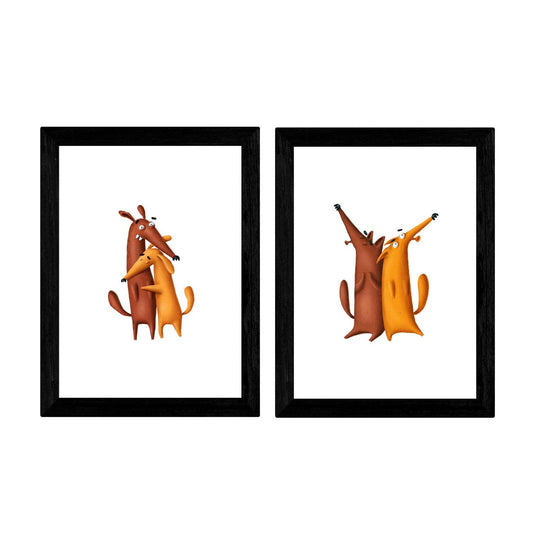 Set de 2 láminas de perros enfado abrazo ,en .-Artwork-Nacnic-Nacnic Estudio SL