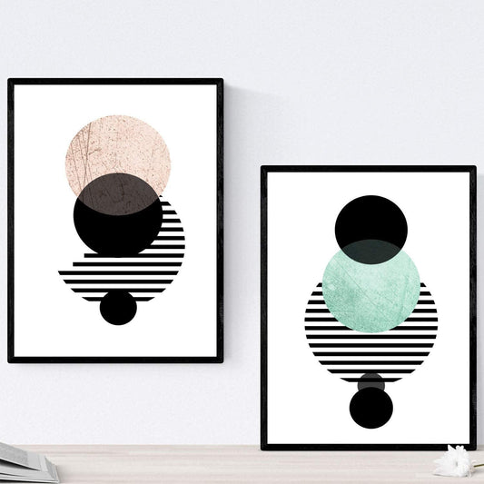 Set de 2 láminas para enmarcar ECLIPSE LUNAR . Posters estilo nórdico para la . Láminas con imágenes geométricas en estilo escandinavo-Artwork-Nacnic-Nacnic Estudio SL