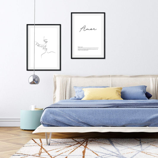 Set de 2 posters lineas femeninas y palabras estilo nordico blanco y negro en Beso amor-Artwork-Nacnic-Nacnic Estudio SL