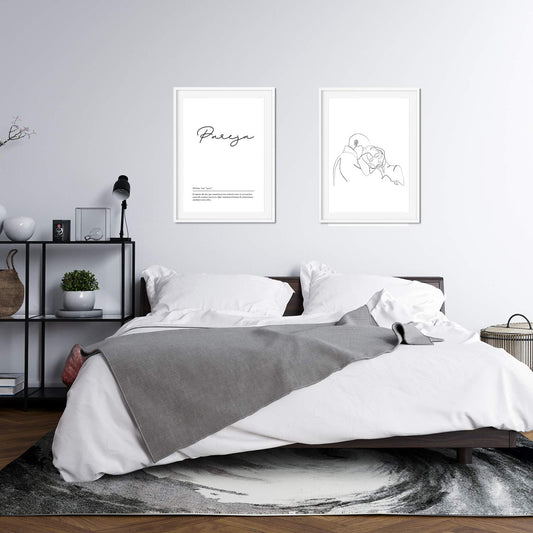 Set de 2 posters lineas femeninas y palabras estilo nordico blanco y negro en Beso pareja-Artwork-Nacnic-Nacnic Estudio SL