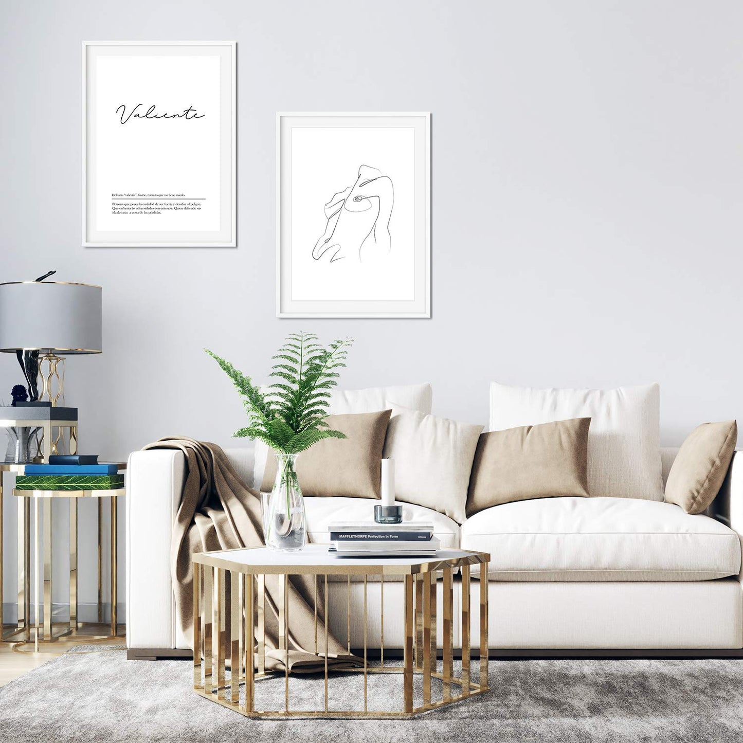 Set de 2 posters lineas femeninas y palabras estilo nordico blanco y negro en Cuerpo valiente-Artwork-Nacnic-Nacnic Estudio SL