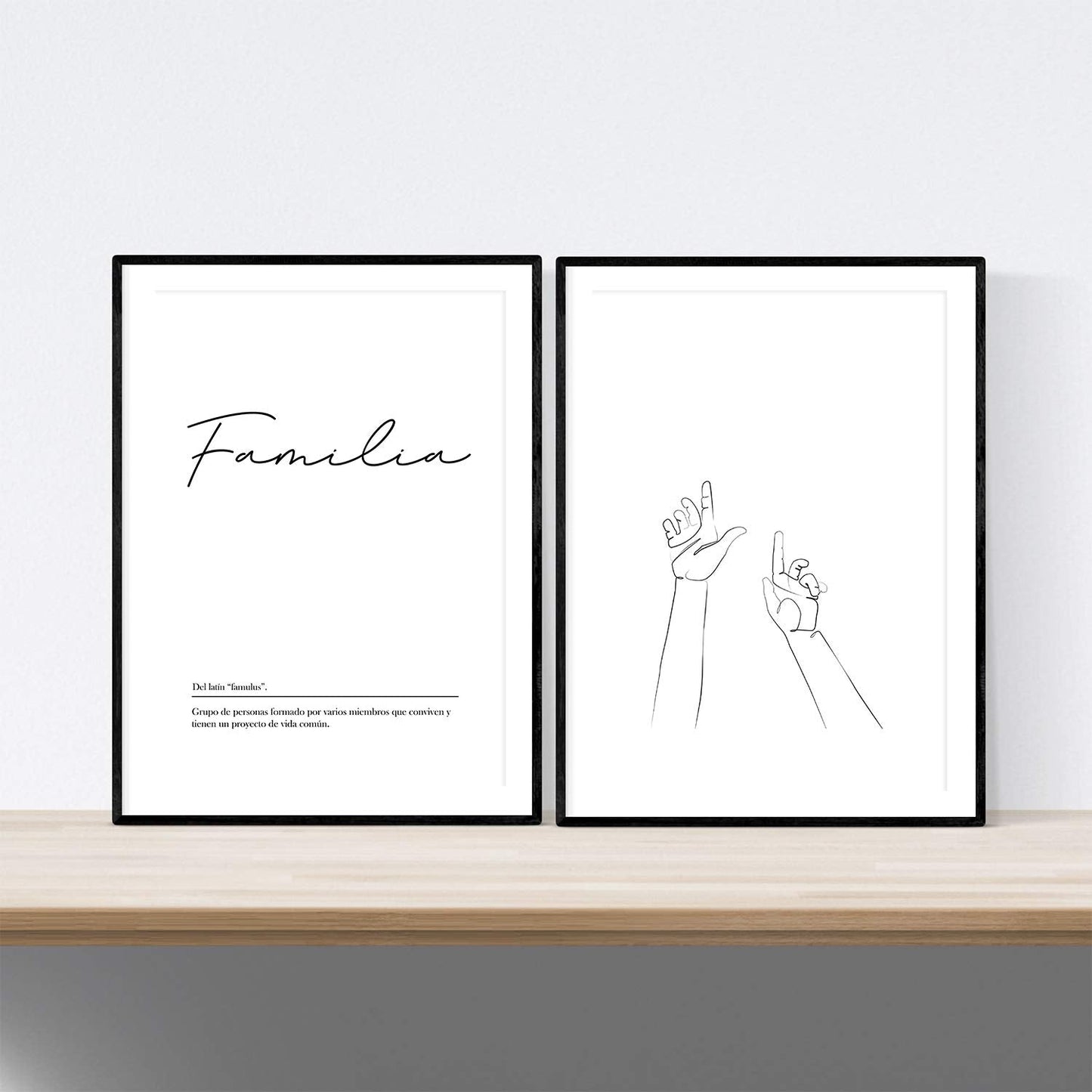 Set de 2 posters lineas femeninas y palabras estilo nordico blanco y negro en Manos familia-Artwork-Nacnic-Nacnic Estudio SL