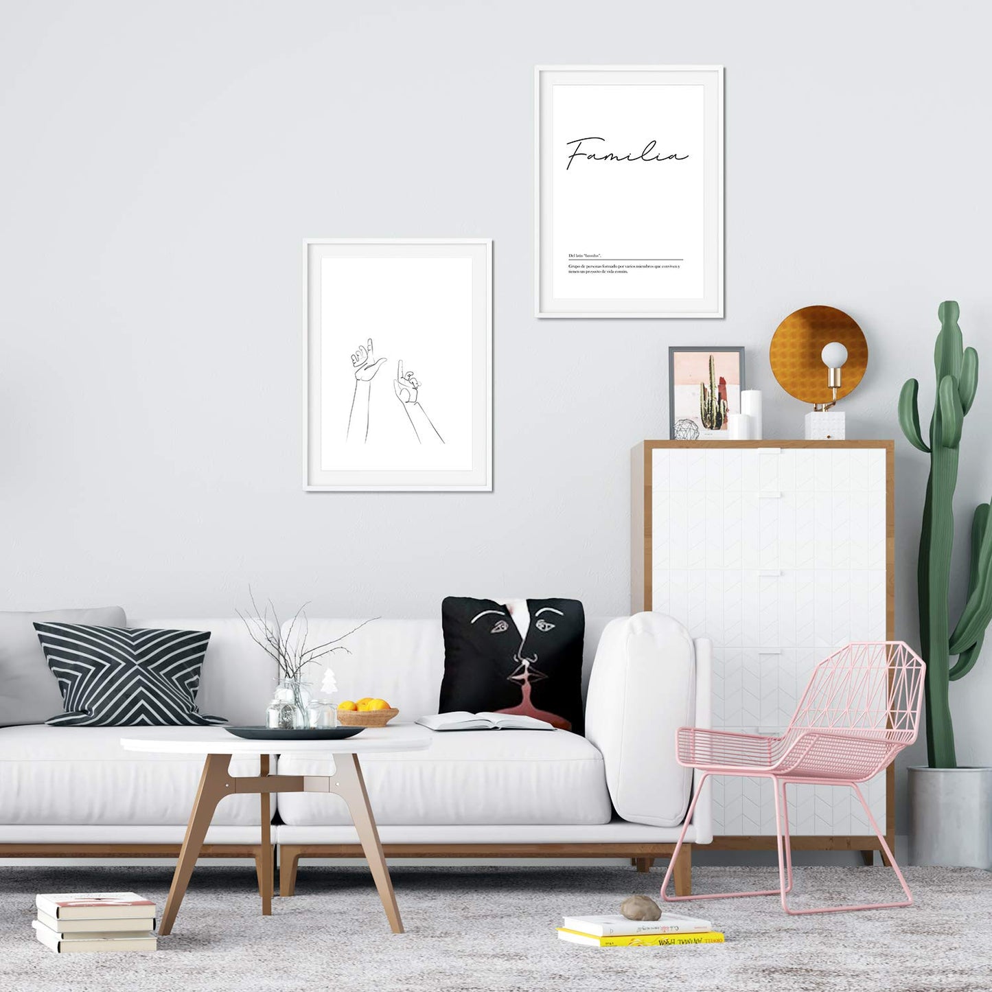 Set de 2 posters lineas femeninas y palabras estilo nordico blanco y negro en Manos familia-Artwork-Nacnic-Nacnic Estudio SL