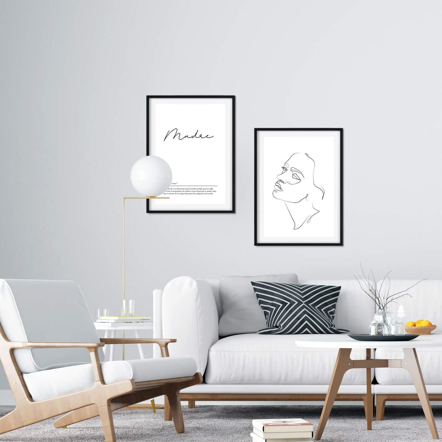 Set de 2 posters lineas femeninas y palabras estilo nordico blanco y negro en Rostro madre-Artwork-Nacnic-Nacnic Estudio SL