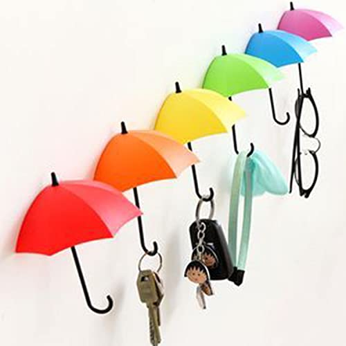 Set de 3 Colgadores de Pared con Paraguas Coloridos Multiuso Autoadhesivos