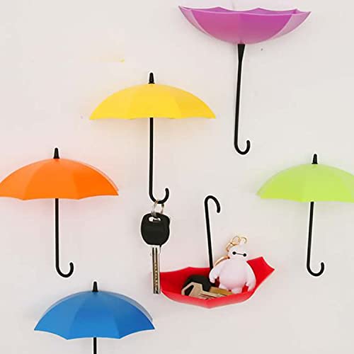 Set de 3 Colgadores de Pared con Paraguas Coloridos Multiuso Autoadhesivos