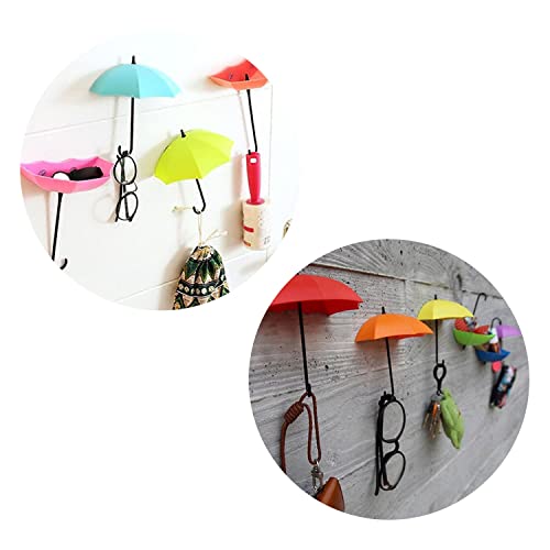 Set de 3 Colgadores de Pared con Paraguas Coloridos Multiuso Autoadhesivos