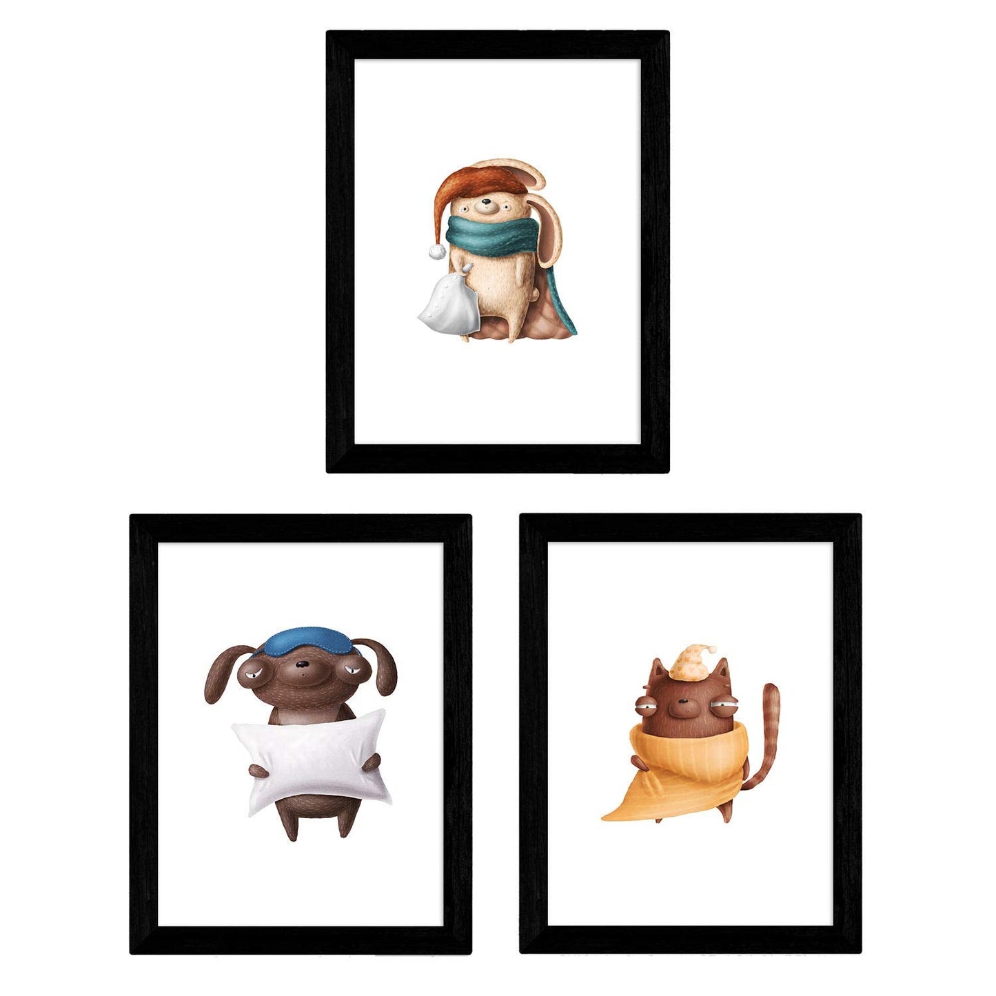 Set de 3 láminas de Animales dormilones ,en .-Artwork-Nacnic-Nacnic Estudio SL