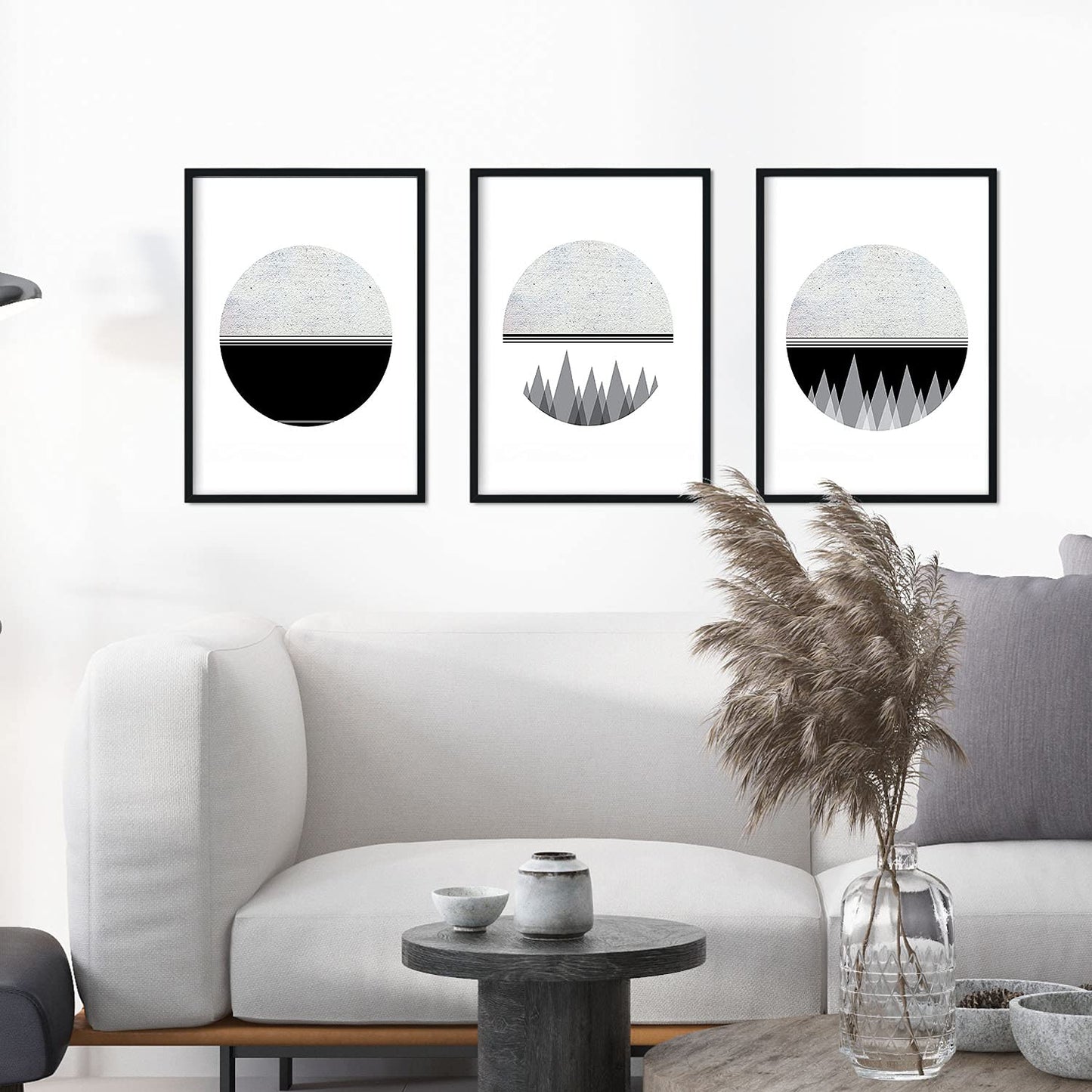 Set de 3 láminas para enmarcar, Luna, Espacio Y MONTAÑAS. Blanco Y Negro. A4-Artwork-Nacnic-Nacnic Estudio SL