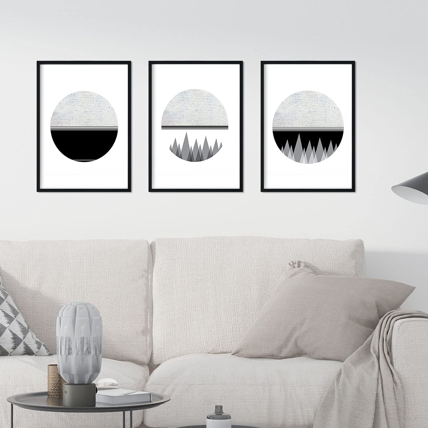 Set de 3 láminas para enmarcar, Luna, Espacio Y MONTAÑAS. Blanco Y Negro. A4-Artwork-Nacnic-Nacnic Estudio SL