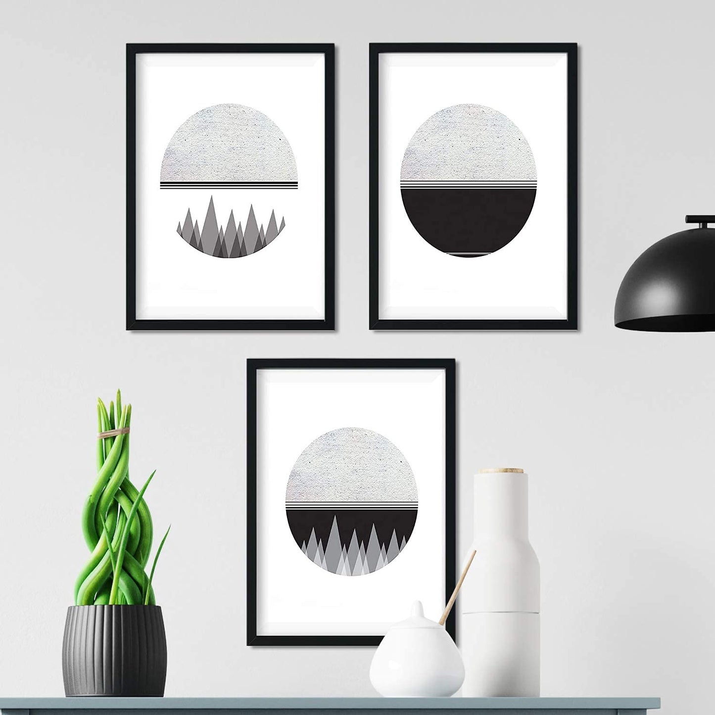 Set de 3 láminas para enmarcar, Luna, Espacio Y MONTAÑAS. Blanco Y Negro. A4-Artwork-Nacnic-Nacnic Estudio SL