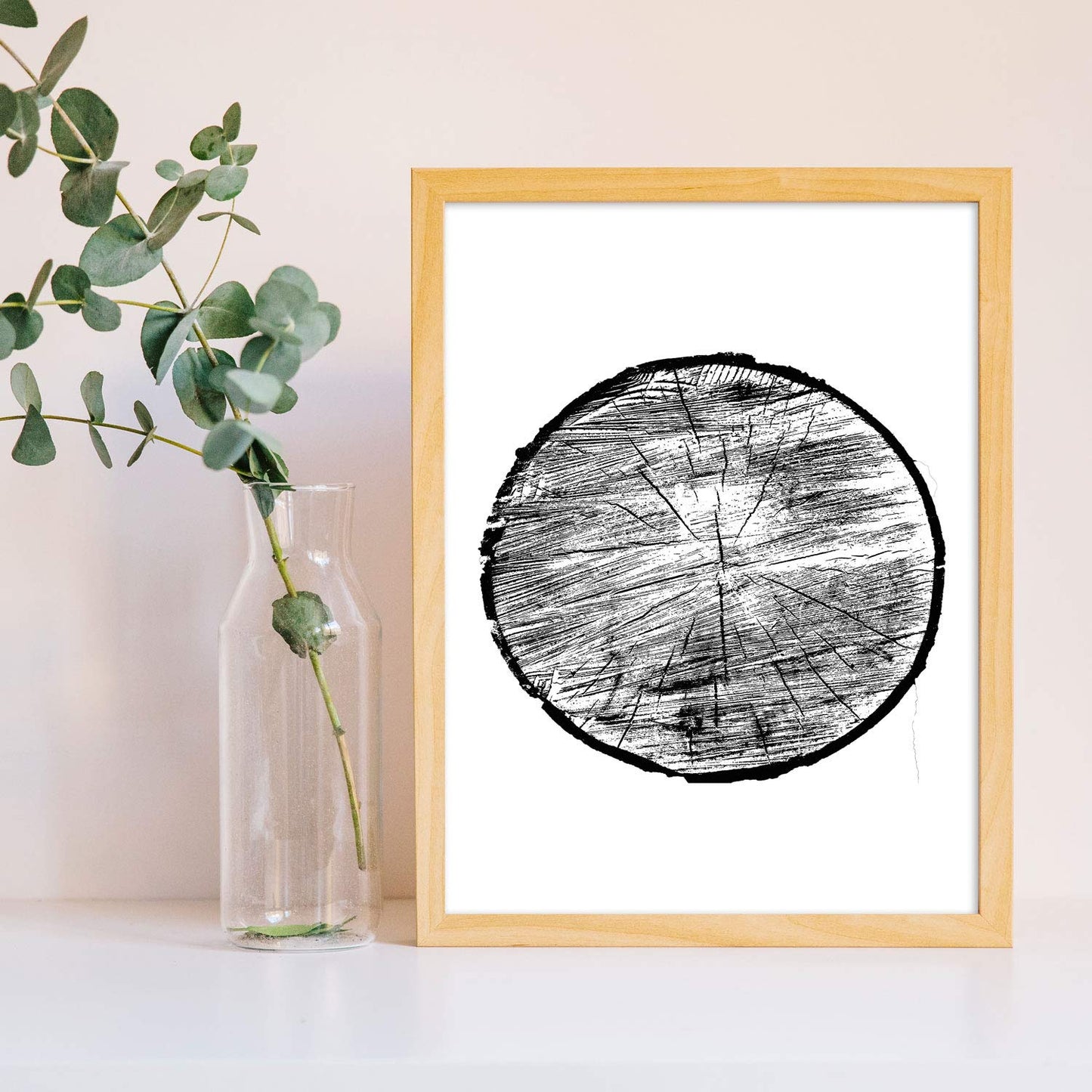 Set de 3 láminas Tocón de Madera. Posters de la naturaleza, Arboles y Hojas en blanco y negro. , .-Artwork-Nacnic-Nacnic Estudio SL