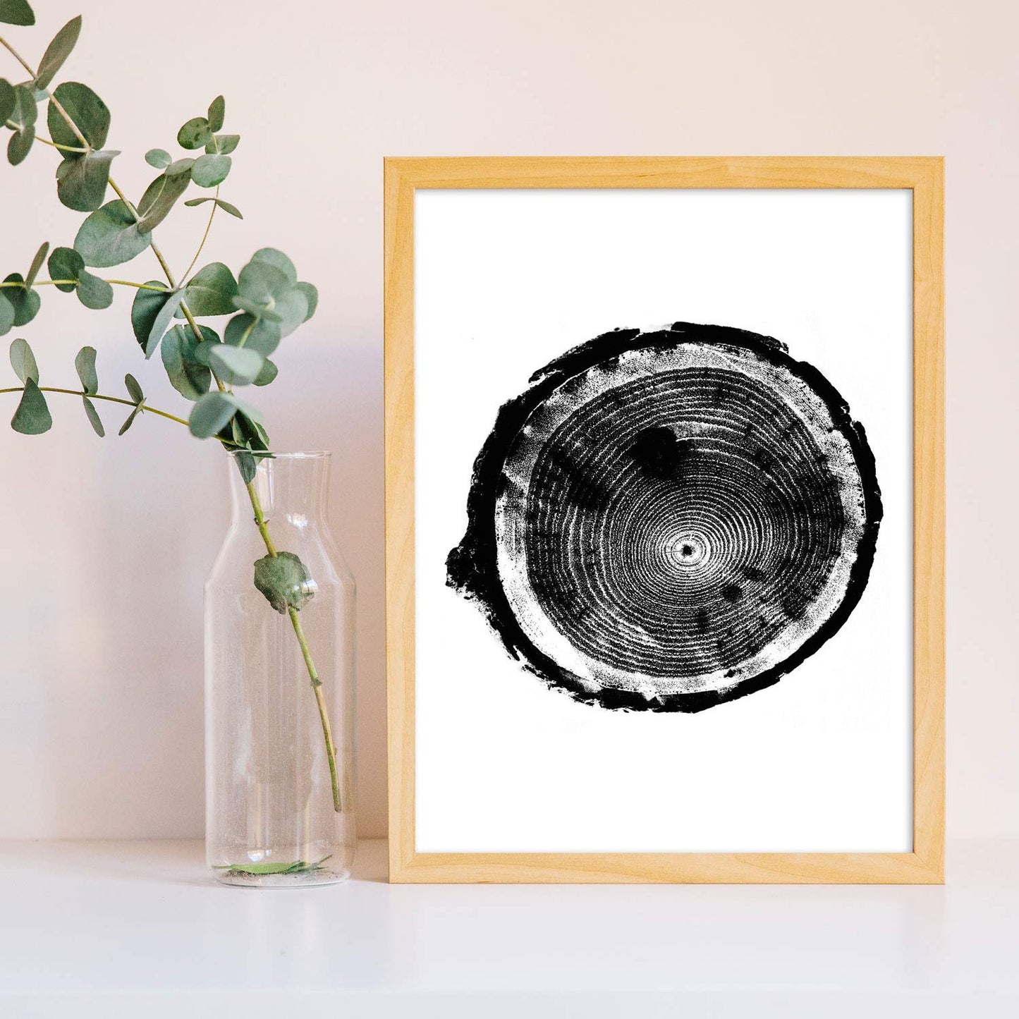 Set de 3 láminas Tocón de Madera. Posters de la naturaleza, Arboles y Hojas en blanco y negro. , .-Artwork-Nacnic-Nacnic Estudio SL