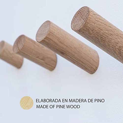 Set de 4 Ganchos de Pared Cilíndricos | Percheros Redondos de Madera para Almacenamiento y Decoración | Adorno Minimalista y Multisusos | Tamaño mediano-Nacnic-Nacnic Estudio SL