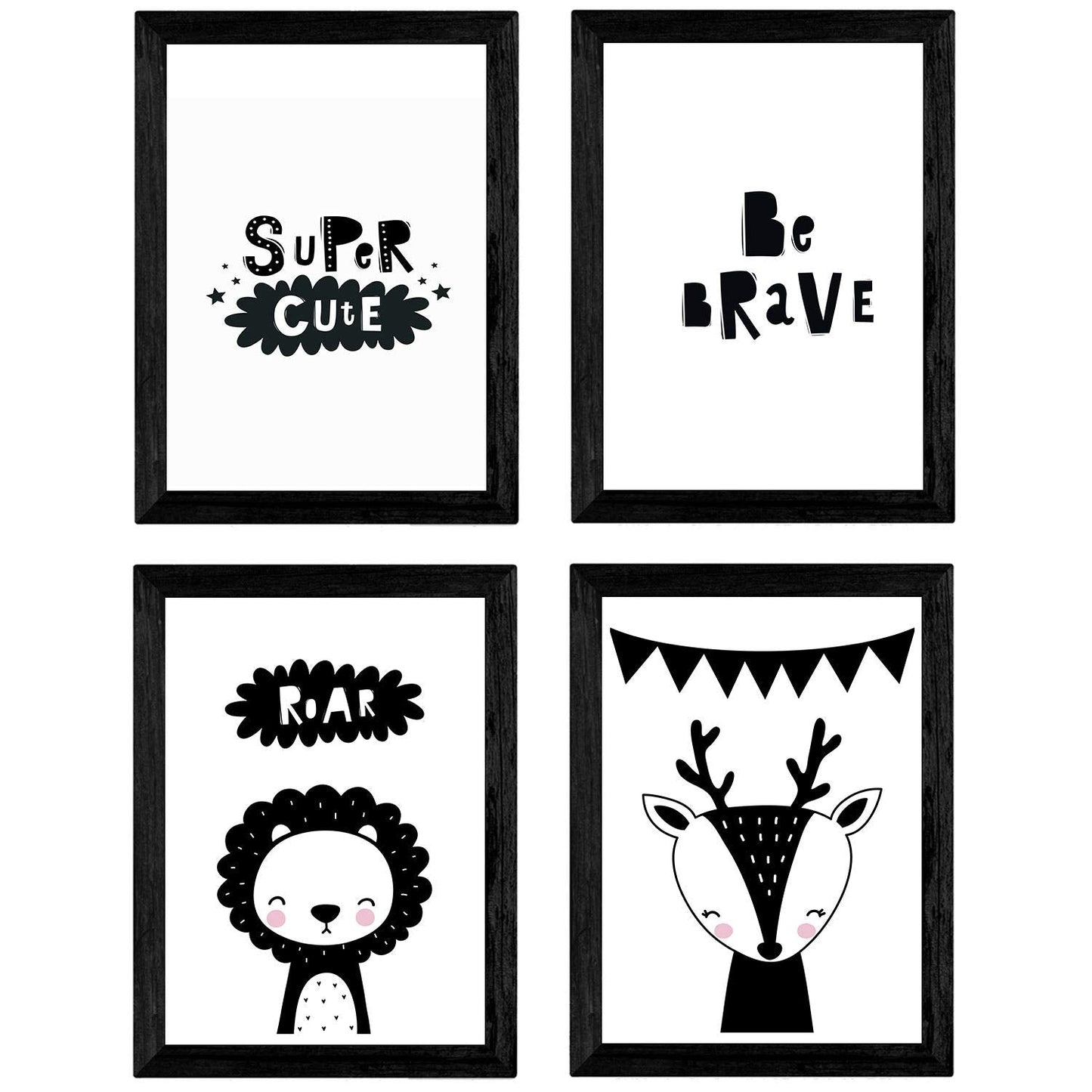 Set de 4 láminas "Be brave" . Posters de animales.-Artwork-Nacnic-Nacnic Estudio SL