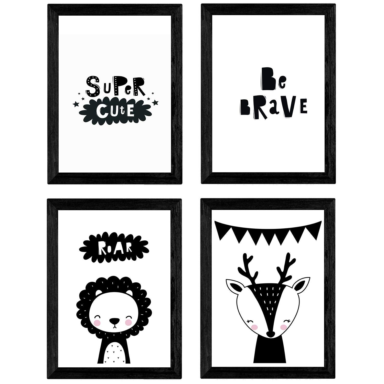 Set de 4 láminas "Be brave" . Posters de animales.-Artwork-Nacnic-Nacnic Estudio SL