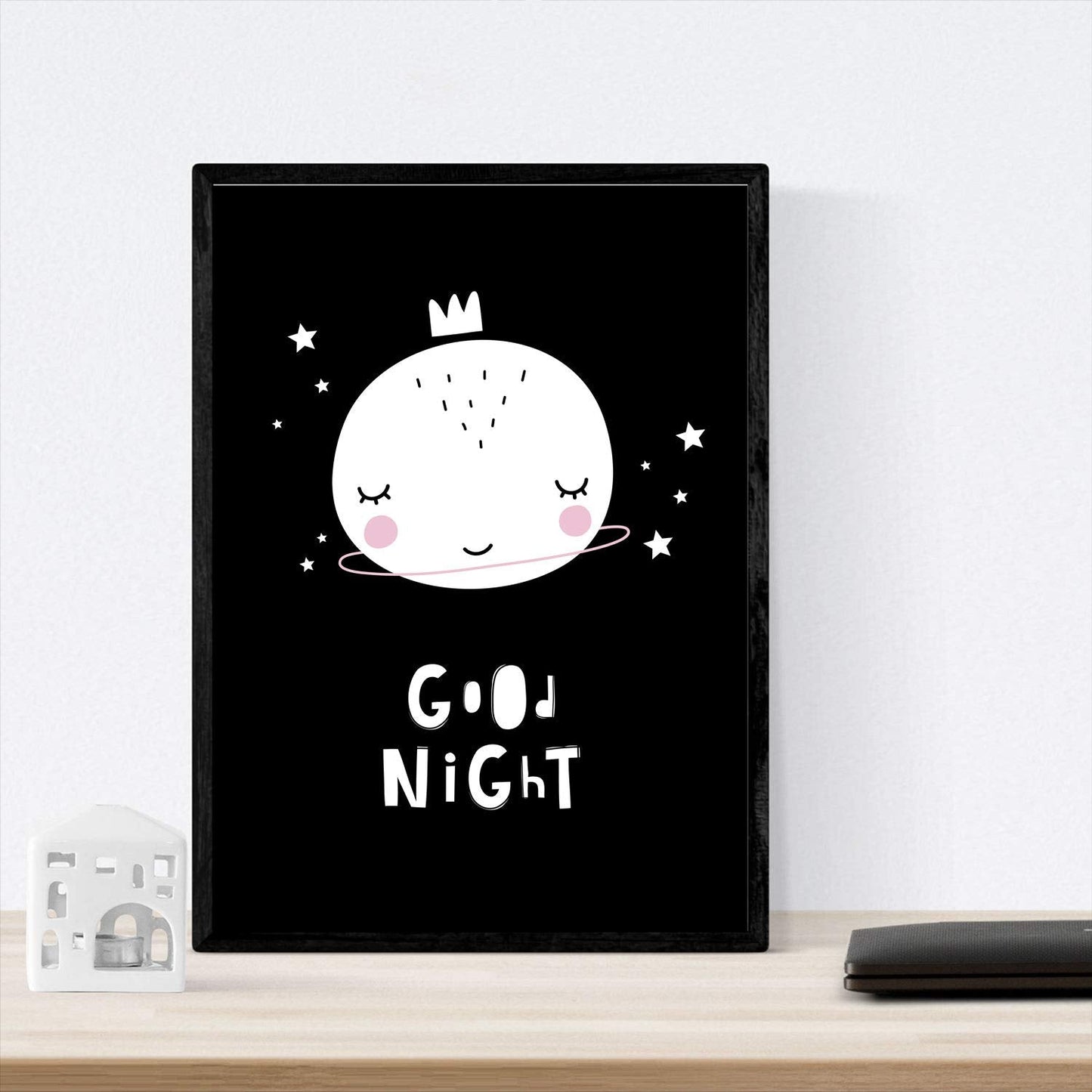 Set de 4 láminas "Casita, luna, montañas y nube con corazones". Posters de animales.-Artwork-Nacnic-Nacnic Estudio SL