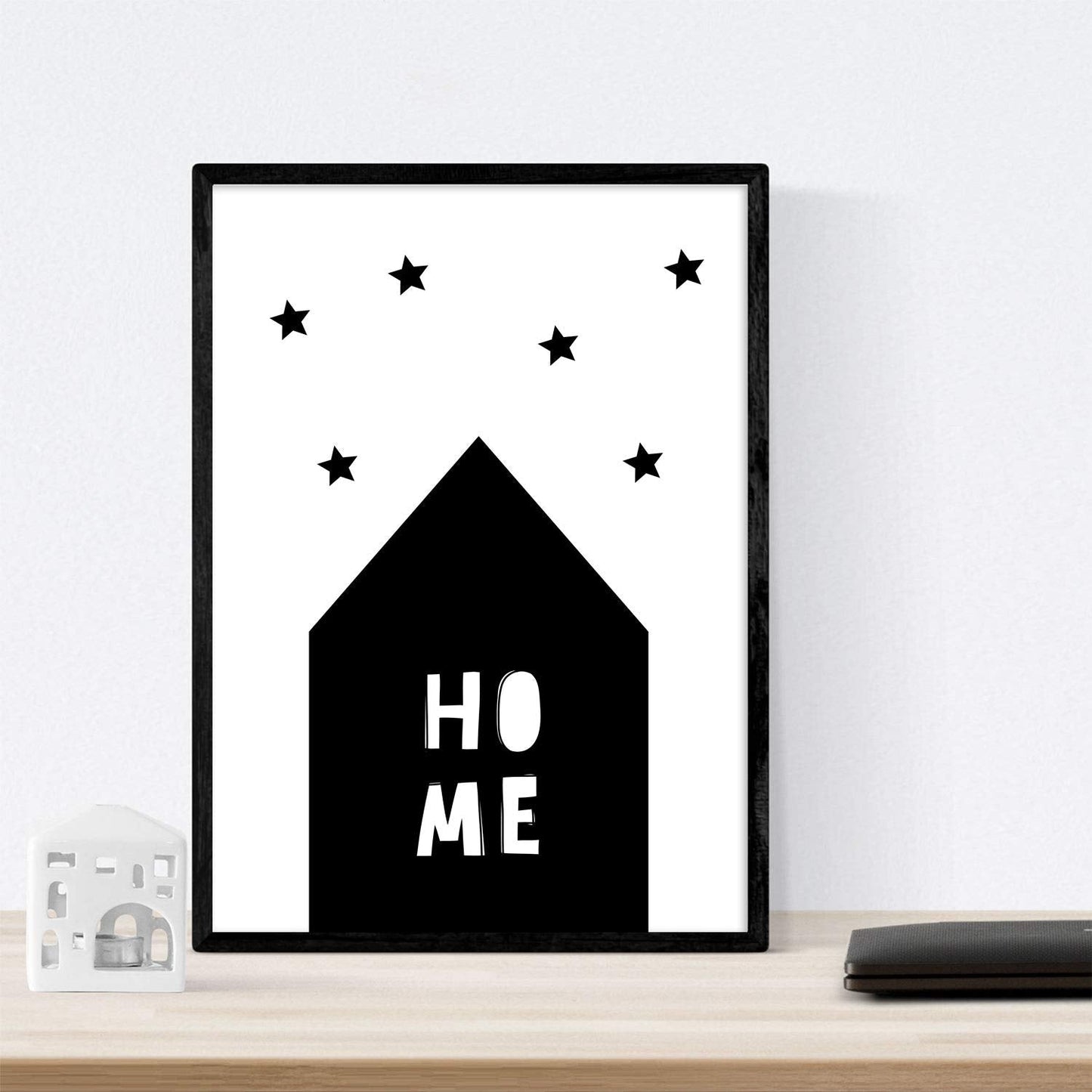 Set de 4 láminas "Casita, luna, montañas y nube con corazones". Posters de animales.-Artwork-Nacnic-Nacnic Estudio SL