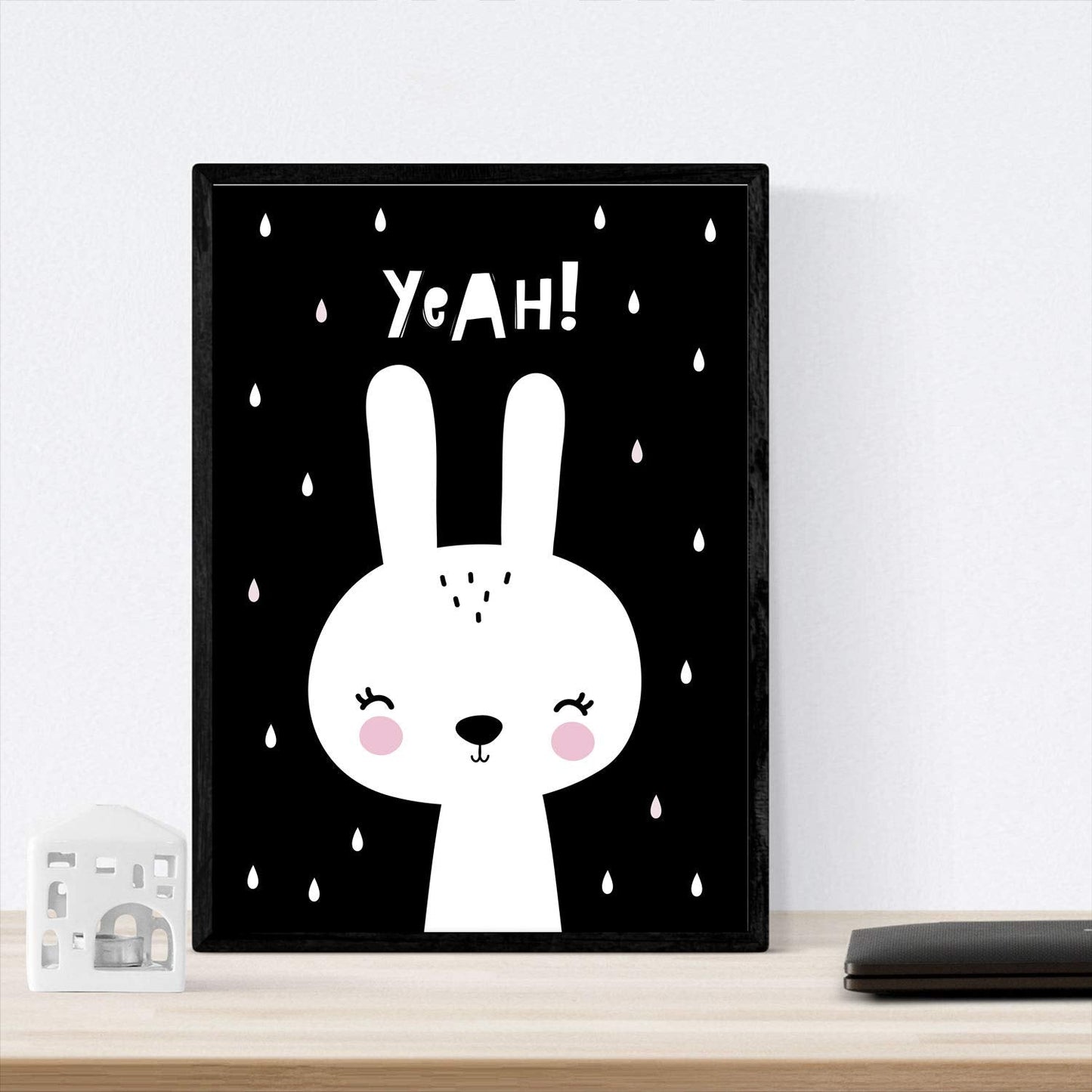 Set de 4 láminas "Conejo y girafa con cactus y nube con corazones". Posters de animales.-Artwork-Nacnic-Nacnic Estudio SL