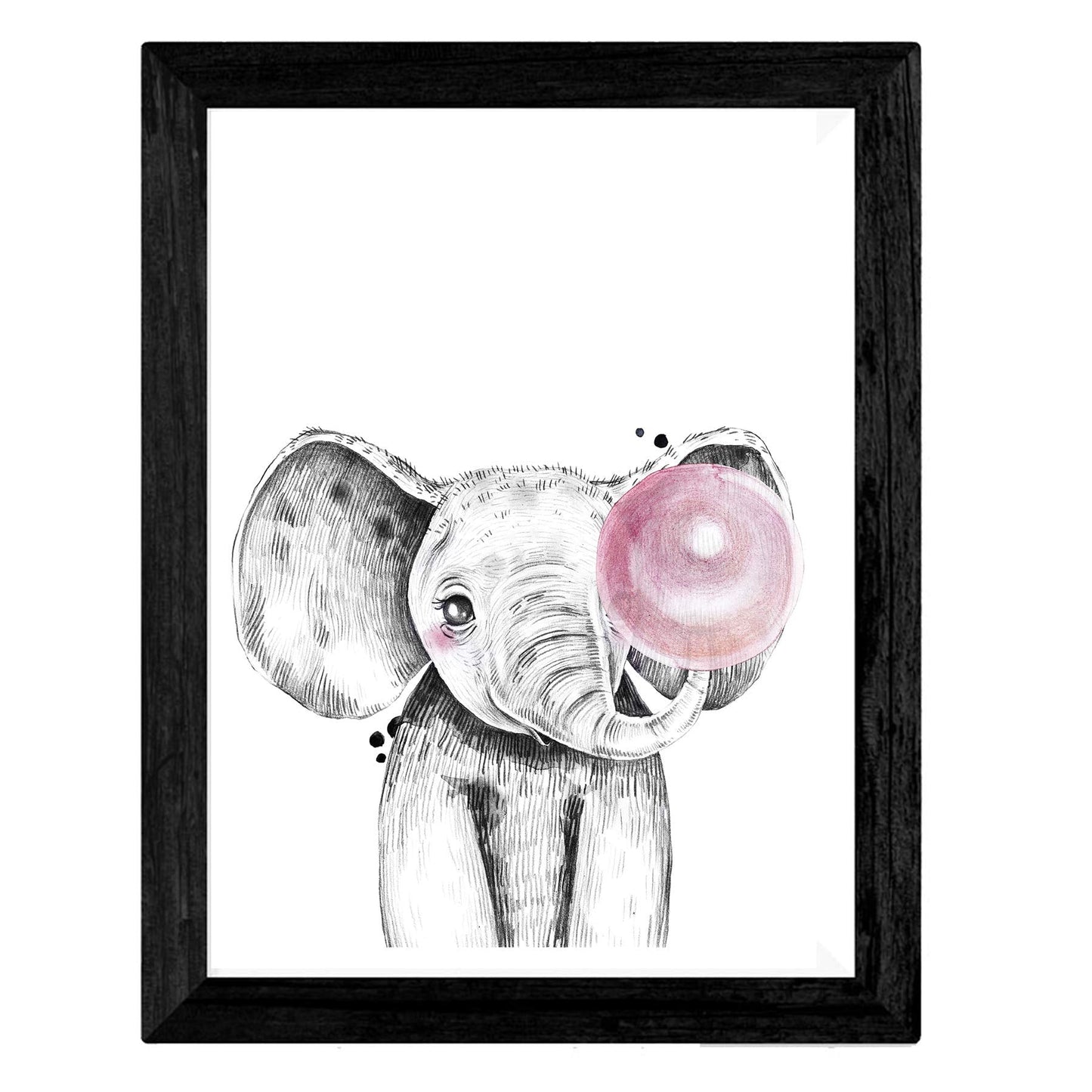 Set de 4 láminas de Animales Infantiles con Chicle Rosa,en , Poster Papel 250 gr Marco-Artwork-Nacnic-Nacnic Estudio SL