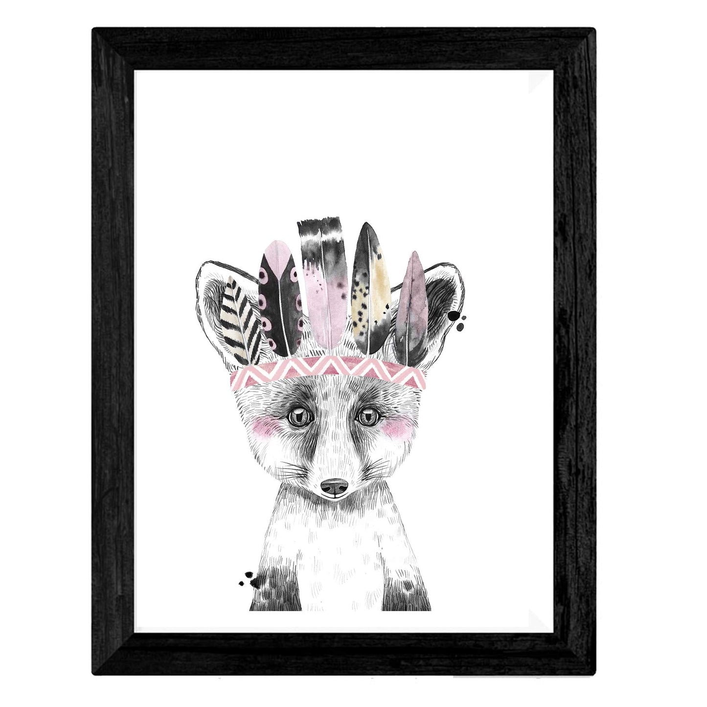 Set de 4 láminas de Animales Infantiles Con Plumas De Colores, en , Poster papel 250 gr.-Artwork-Nacnic-Nacnic Estudio SL
