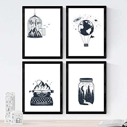 Set de 4 láminas de Bosque Libre, en , Poster papel 250 gr.-Artwork-Nacnic-Nacnic Estudio SL