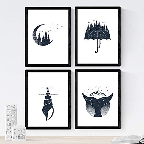 Set de 4 láminas de Bosque Y Mar, en .-Artwork-Nacnic-Nacnic Estudio SL