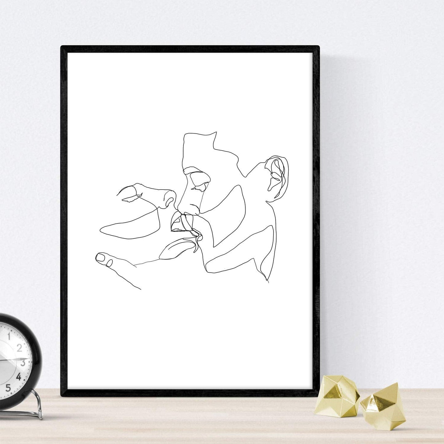 Set de 4 laminas de dibujos y bocetos a una linea. Parejas enamoradas. Poster nordico de rostros, desnudos, cuerpos al natural.-Artwork-Nacnic-Nacnic Estudio SL