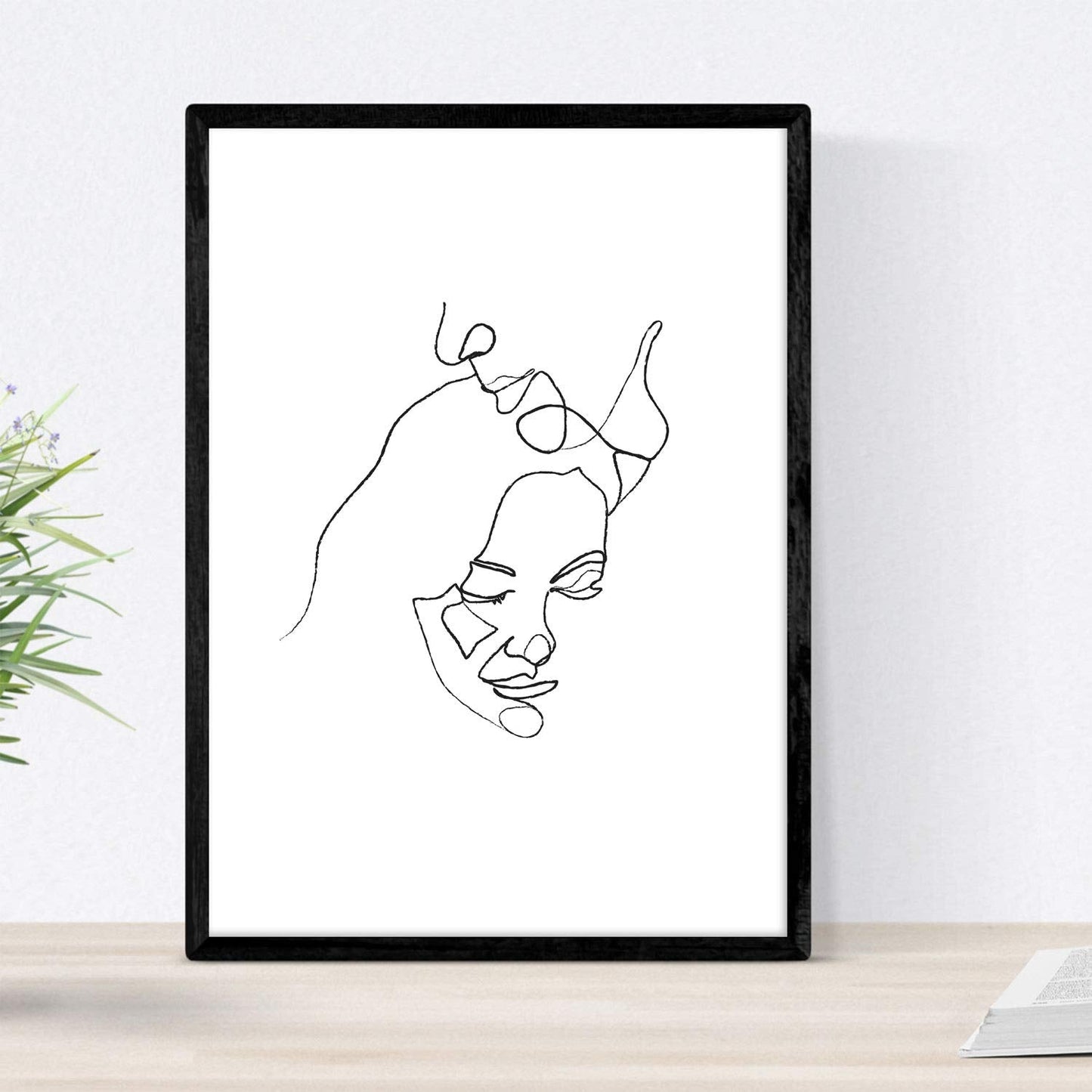 Set de 4 laminas de dibujos y bocetos a una linea. Parejas enamoradas. Poster nordico de rostros, desnudos, cuerpos al natural.-Artwork-Nacnic-Nacnic Estudio SL