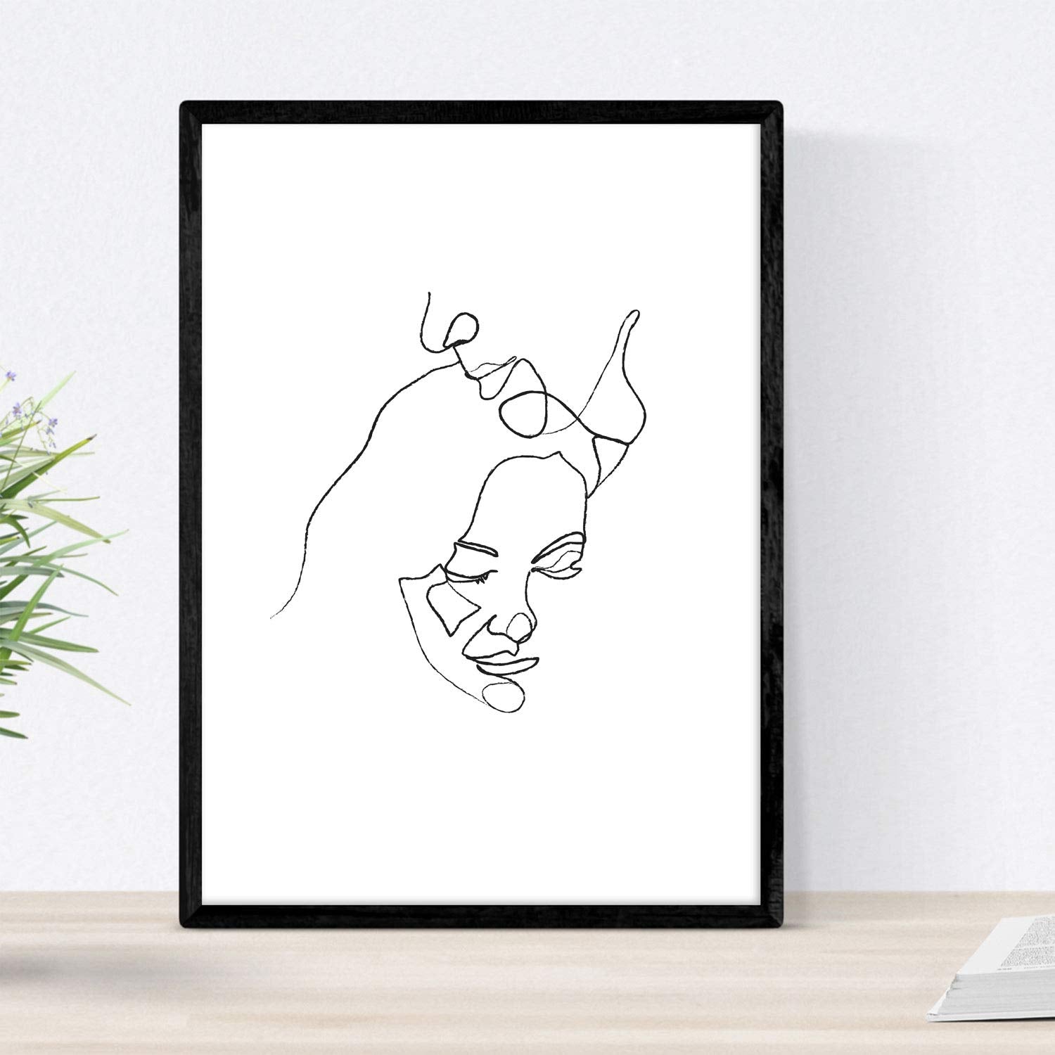 Set de 4 laminas de dibujos y bocetos a una linea. Parejas enamoradas. Poster nordico de rostros, desnudos, cuerpos al natural.-Artwork-Nacnic-Nacnic Estudio SL
