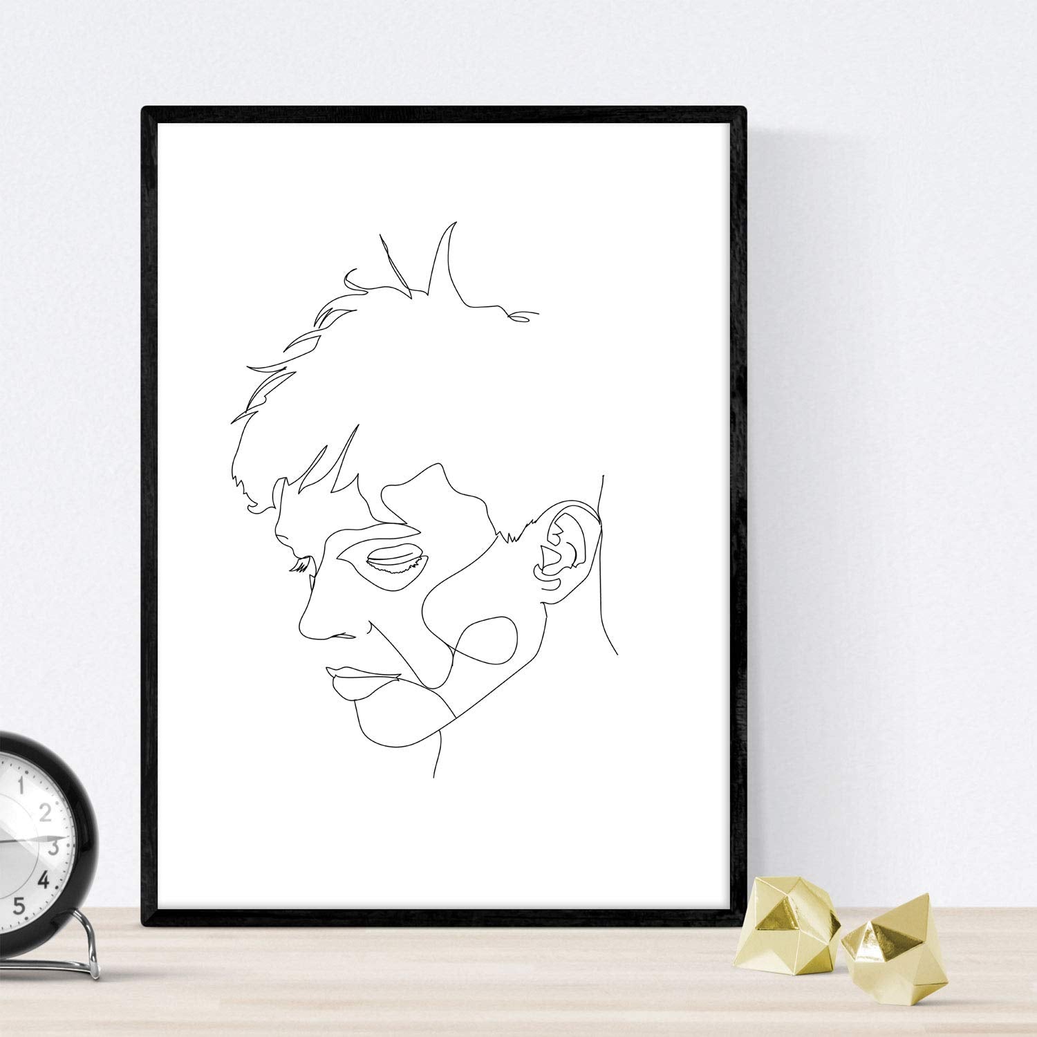 Set de 4 laminas de dibujos y bocetos a una linea. Rostros hombre 3. Poster nordico de rostros, desnudos, cuerpos al natural.-Artwork-Nacnic-Nacnic Estudio SL