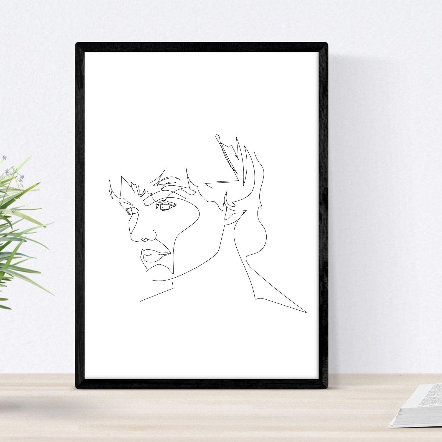 Set de 4 laminas de dibujos y bocetos a una linea. Rostros hombre 3. Poster nordico de rostros, desnudos, cuerpos al natural.-Artwork-Nacnic-Nacnic Estudio SL