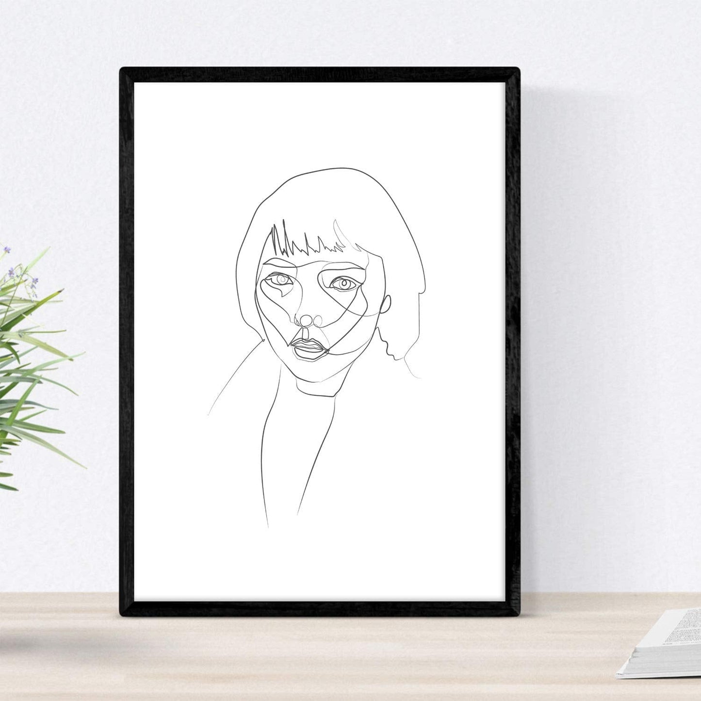 Set de 4 laminas de dibujos y bocetos a una linea. Rostros mujer 2. Poster nordico de rostros, desnudos, cuerpos al natural.-Artwork-Nacnic-Nacnic Estudio SL