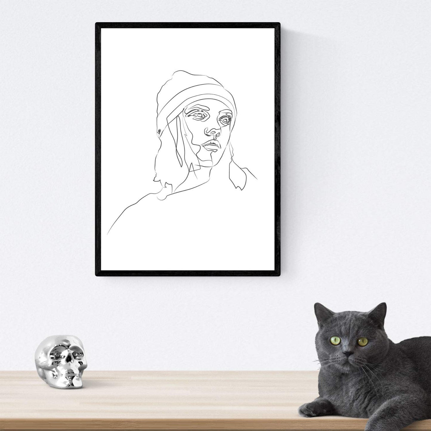 Set de 4 laminas de dibujos y bocetos a una linea. Rostros mujer 2. Poster nordico de rostros, desnudos, cuerpos al natural.-Artwork-Nacnic-Nacnic Estudio SL