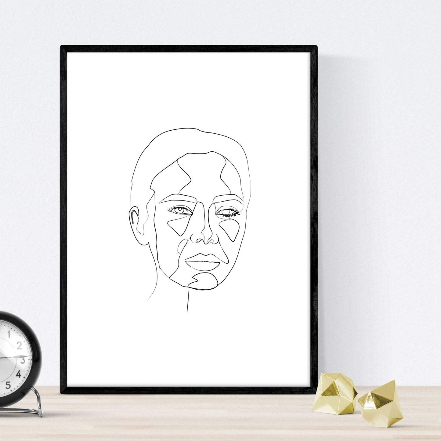 Set de 4 laminas de dibujos y bocetos a una linea. Rostros mujer 3. Poster nordico de rostros, desnudos, cuerpos al natural.-Artwork-Nacnic-Nacnic Estudio SL