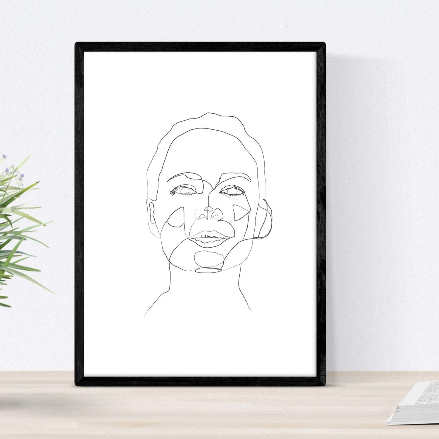 Set de 4 laminas de dibujos y bocetos a una linea. Rostros mujer 3. Poster nordico de rostros, desnudos, cuerpos al natural.-Artwork-Nacnic-Nacnic Estudio SL
