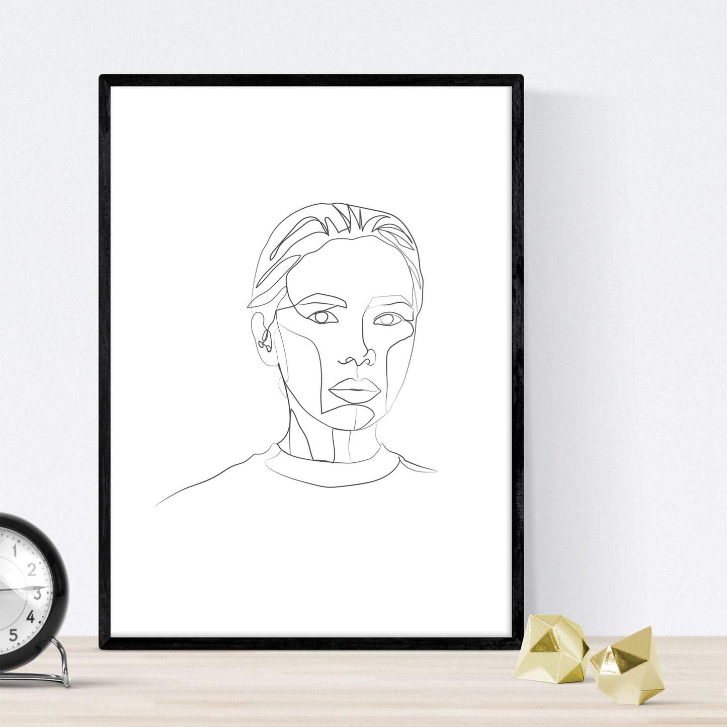 Set de 4 laminas de dibujos y bocetos a una linea. Rostros mujer 4. Poster nordico de rostros, desnudos, cuerpos al natural.-Artwork-Nacnic-Nacnic Estudio SL