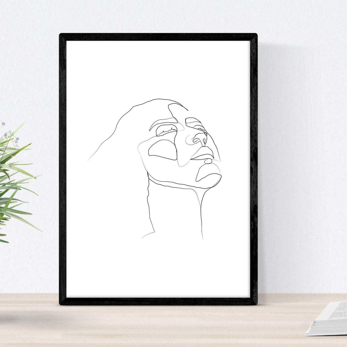 Set de 4 laminas de dibujos y bocetos a una linea. Rostros mujer 4. Poster nordico de rostros, desnudos, cuerpos al natural.-Artwork-Nacnic-Nacnic Estudio SL