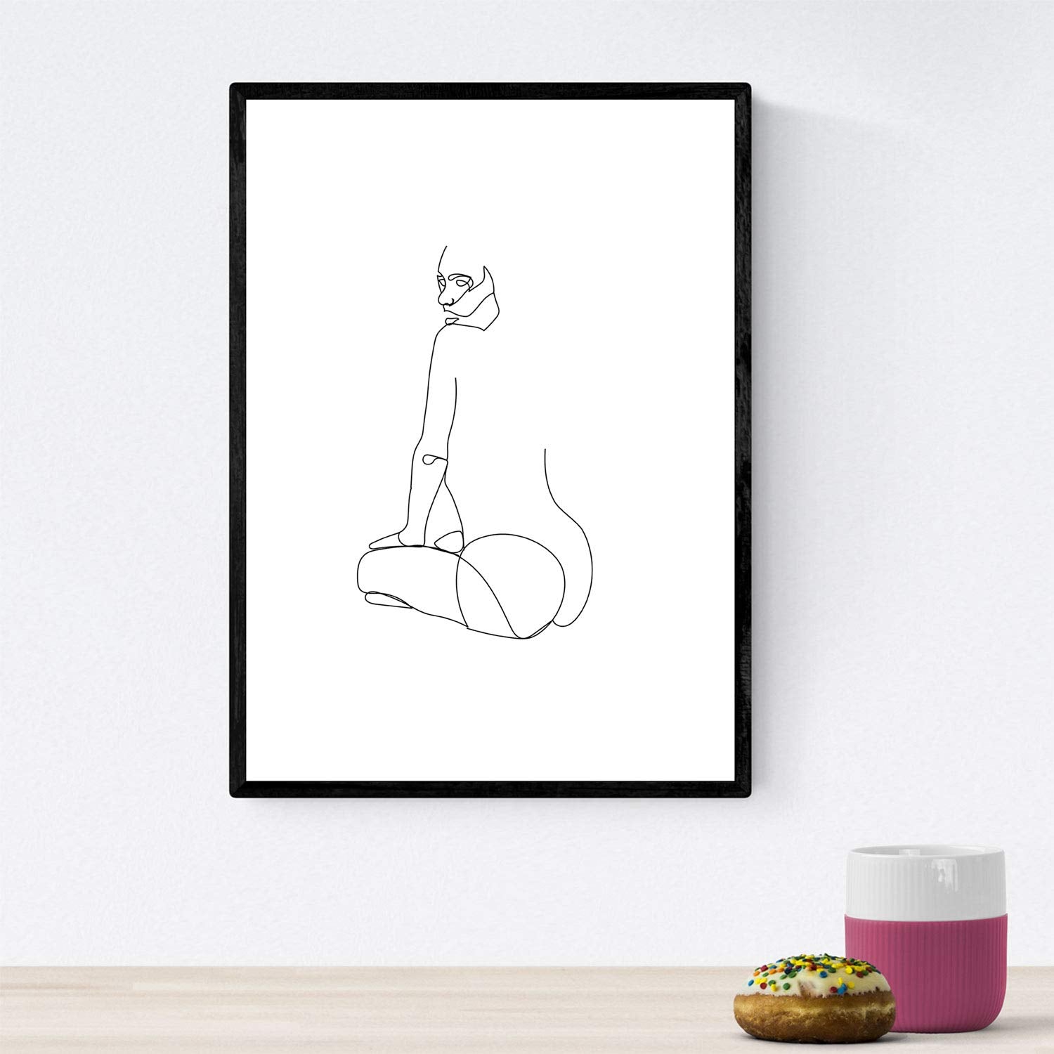 Set de 4 laminas de dibujos y bocetos a una linea. Rostros y desnudos mujer. Poster nordico de rostros, desnudos, cuerpos al natural.-Artwork-Nacnic-Nacnic Estudio SL