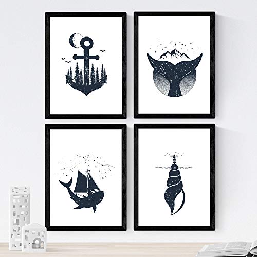 Set de 4 láminas de Mar, en .-Artwork-Nacnic-Nacnic Estudio SL