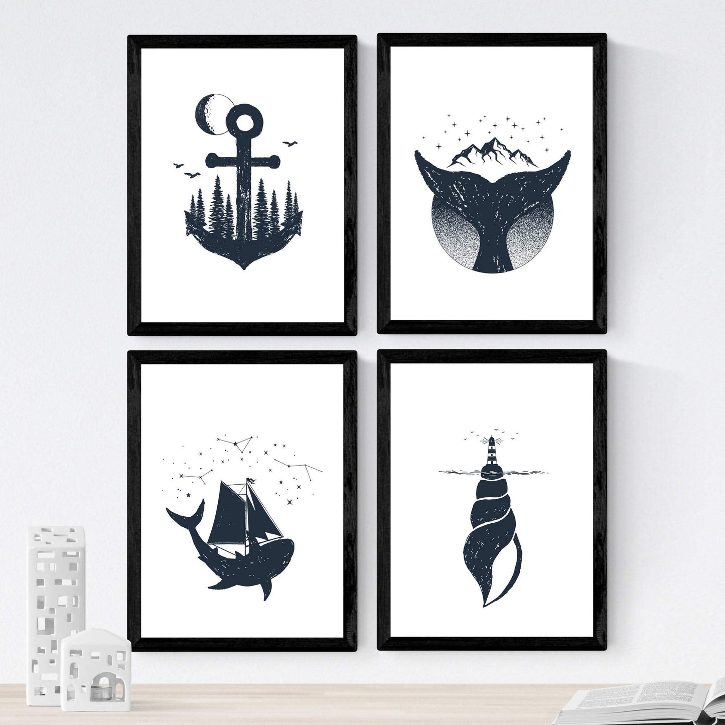 Set de 4 láminas de Mar, en .-Artwork-Nacnic-Nacnic Estudio SL